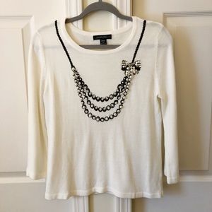 Pearl & Bow Embellished Sweater